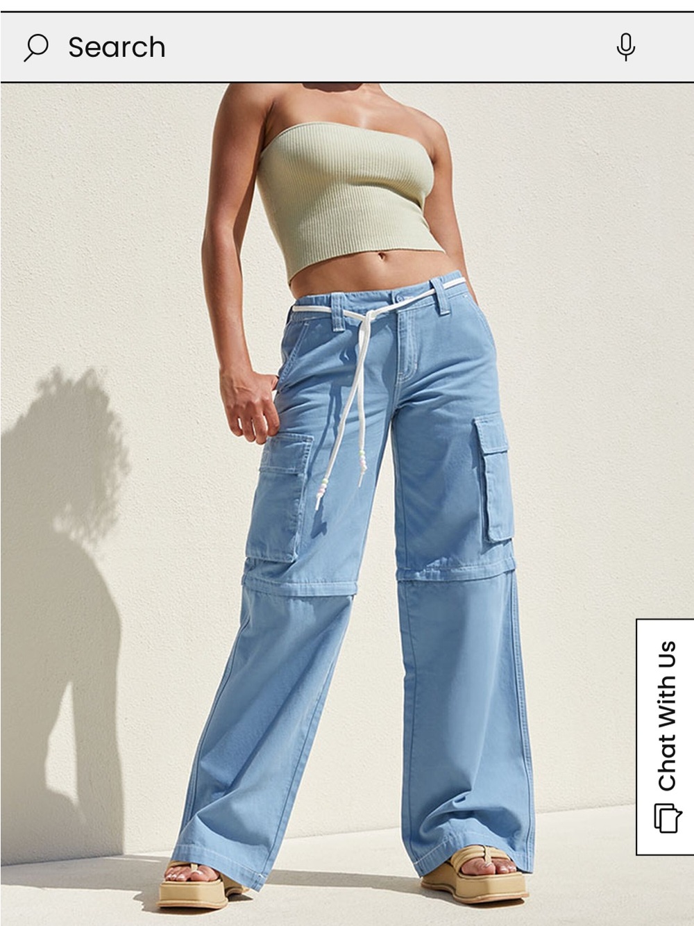 NWT Pacsun Blue Zip Off Low Rise Puddle Pants featuring convertible legs large